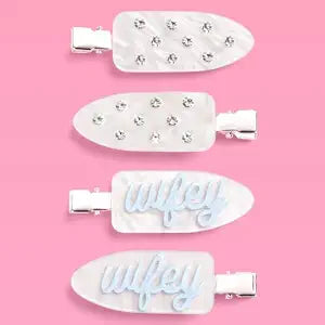 xo, Fetti 4pc Wifey Beauty Acrylic Hair Clips | Bachelorette Accessory Gift