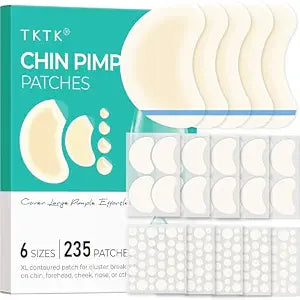TKTK Hydrocolloid Chin Pimple Patches, Large Contoured Stickers 235 Count