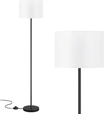 Modern Floor Lamp Simple Design with White Shade & Foot Pedal Switch