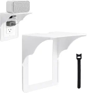 White Plastic Single Wall Outlet Shelf with Cord Storage