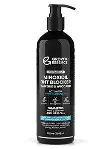 Minoxidil & Biotin Shampoo for Hair Growth - Enriched with Caffeine, Castor Oil & Onion - DHT Blocker for Thicker, Healthier Hair - Strengthening Formula for Men & Women
