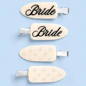 xo, Fetti Bride Beauty Clips | 4 Piece Hair Clip Set, Bachelorette Accessories, Bridal Shower, Getting Ready, Ivory, Pearl, Girly