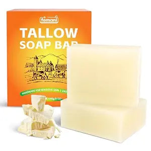 Beef Tallow Soap Bar - (2 Packs) Organic Grass Fed Tallow Soap Unscented