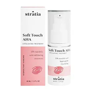 Stratia Soft Touch Dark Spot Corrector with 10% Mandelic Acid Serum for Fine Lines, Skin Texture & Blemishes - Collagen Booster, AHA Exfoliant and Pore Minimizer, 1.3 Fl Oz