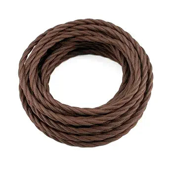 3 Core Fabric Cloth Covered Lamp Twisted Wire, PRUNLLA Vintage Industrial Electrical Cord, Flexible Cable for Retro Lamp, DIY Projects (Brown)