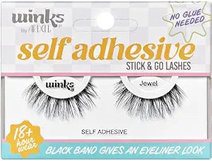 Ardell Winks Self Adhesive Eyelashes ï¿½ï¿½ï¿½ Jewel Style, Press on Lashes No Glue Needed, Stick On Lashes with Black Band Eyeliner Effect for Eyelashes Natural Look, 