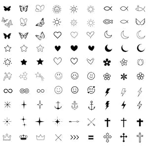 Tiny Temporary Tattoos - Trendy Realistic Long Lasting Waterproof Hand and Finger Tattoos - Black and White Fine Line Mini Tattoos for Women and Men