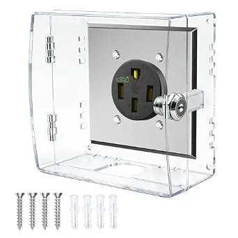 Straight Blade Device Receptacle Safety Box with 2 Locks for Tesla charging socket,For Baby Proofing,Suitable for 30A, 50A 125/250V, 14-50R EV Charging Receptacle,5.9"L*5.9"W*2.95"H,1 pack