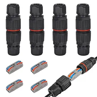 4Pcs 2-pin Wire Connectors Low Voltage Wire Connector Outdoor Electrical Box Waterproof IP68 Quick Splice Wire Terminals Suitable for Low Voltage Landscape Wire(Waterproof up to 4 Meters)