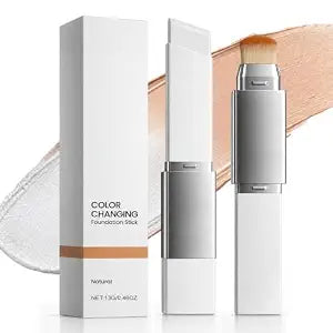 Color Changing Foundation Stick with Brush, White Korean Makeup Stick