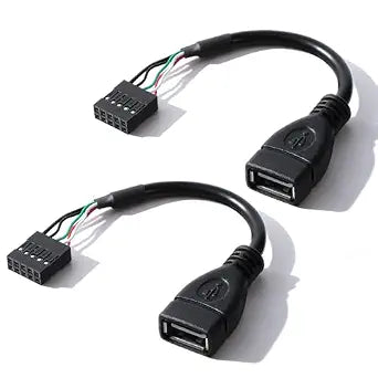 2 Pcs USB Header to-USB Port USB 2.0 Female-to Motherboard 9 Pin Header Adapter Cable 3.9'' Type A Port to 5 Pin Female Mainboard Data Cable