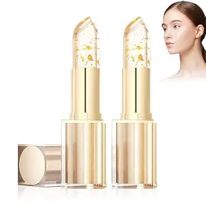 2 PCS Transferproof Color Changing Lipstick, Gold Crystal Colo Changig