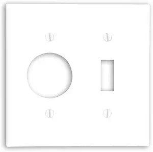 Leviton 2-Gang 1-Toggle 1-Single 1.406-Inch Diameter, Device Combination Wallplate, Thermoset, Device Mount, 88007, White