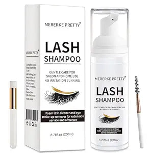 Eyelash Extension Shampoo 200 ml + Brush - Eyelid Foaming Cleanser - Sensitive Paraben & Sulfate Free - Eyelash Wash and Lash Bath for Extensions - Salon Use and Home Care