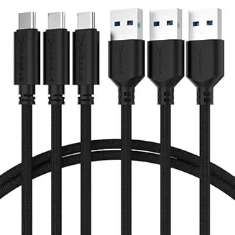 SABRENT USB-C to USB-A 3.0 Cable, 3ft, 3-Pack, Black (CB-C3X3)