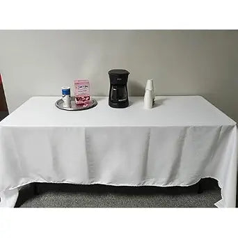 Intedge TCM45110-WHITE Tablecloth, Rectangular Hemmed Edge, 45" x 110", 65/35 Poly Cotton Blend, Reusable Washable Fabric Table Linen for Dining, White, 1 Each, Made in USA