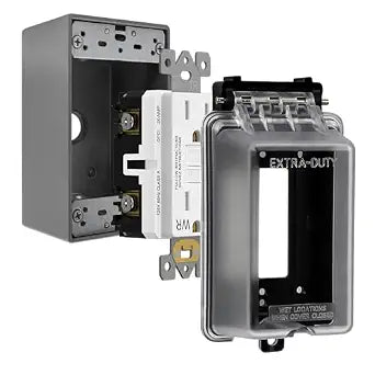 ENERLITES 15A Outdoor GFCI Outlet Kit, Extra-Duty in-Use Cover, 1-Gang Box