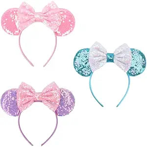 AQOKKA Mouse Ears Headbands with Bow Minnie Ears Cosplay Costume Hair Accessories for Women Birthday Party Decoration