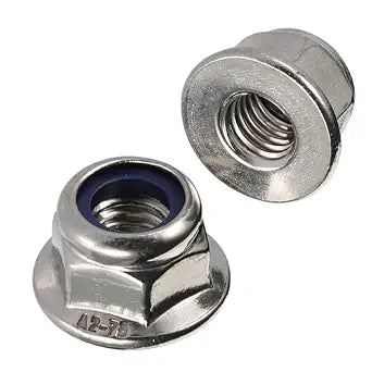 M5-0.8 Flanged Nylon Insert Lock Nuts Flange Locknuts, 304 Stainless Steel 18-8 Bright Finish, DIN 6926, 50 PCS