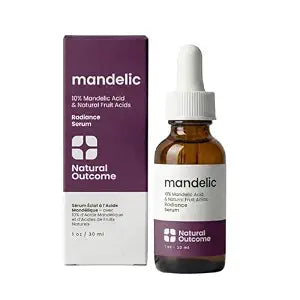 Mandelic Acid Serum 10% | Anti-Aging AHA Facial with Hyaluronic Acid | Targets Fine Lines, Dark Spots, and Wrinkles | Clarifies Acne and Stimulates Natural Collagen Production | 1 Oz Natural Outcome