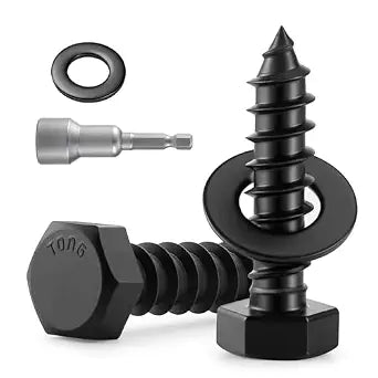 26 Sets 1/4" x 1-1/2" Hex Head Lag Screws Bolts with Flat Washers 304 Stainless Steel 18-8 Black Zinc Plated Heavy Duty Lag Screw for Wood