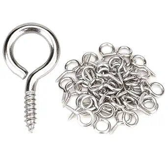 Aovchei 50pcs 304 Stainless Steel 1 Inches Eye Screws, Screw Hooks