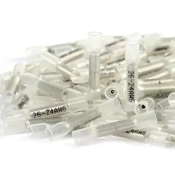 26,24 AWG Heat Shrink Butt Connectors Marine White Crimp Splice Waterproof