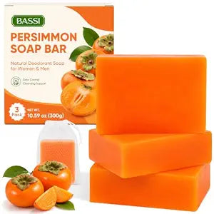 3 PCS Persimmon Soap Bar for Body Odor Control - Natural Deodorizing Soap