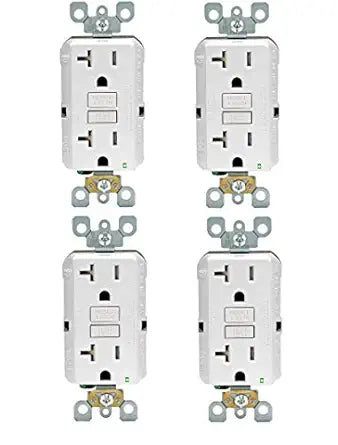 Leviton GFNT2-4W Self-Test SmartlockPro Slim GFCI Non-Tamper-Resistant Receptacle with LED Indicator, Wallplate Not Included, 20-Amp, White (4 Pack)