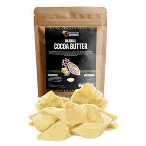 Natural Cocoa Butter Chunks - Organic & Raw Unrefined Body Moisturizer for Sensitive Skin, Anti-Aging, Scars & Eczema Relief - Premium Raw Butter From Ghana (4 Oz)