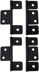 QCAA Flag Three Leaf 3-1/2" Bifold Shutter Hinge for Non-Mortise Cabinet Hardware, Black, Made in Taiwan, 4 Pack