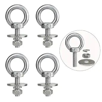 M8 Stainless Steel Eye Bolts with Nuts and 4 Pack M8 x 25mm (5/16" x 1")