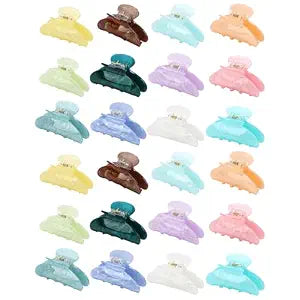 24 Pcs Large Acrylic Hair Claw Clips Bulk Cute Claw Clips for Thick Hair Women Birthday Gift Fashion French Style Cute Hair Accessories Non-slip Hold Claw Clips (Multicolor)