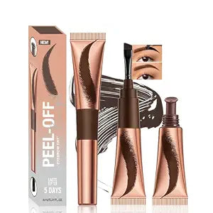Eyebrow Gel Peel Off Tattoo Brow Gel Makeup with Brush (Dark Brown)