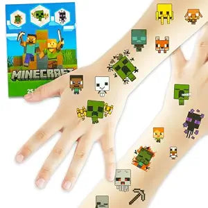 25pcs Minecraft Temporary Tattoos for Boys Kids Teens