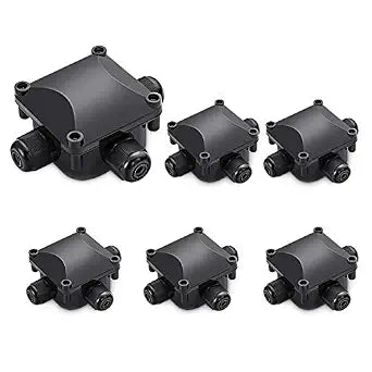 Waterproof Junction Box, IP68, 3-Way Outdoor Cable Connectors,Outdoor/External Electrical Light Junction Box  6mm-10.2mm (6 Pack)