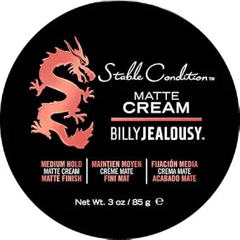 Billy Jealousy Stable Condition Matte Cream for Men with Natural Hold and Matte Finish, Reworkable, Lightweight, Water Based Hair Styling Product, Vanilla & White Musk Scent, 3 Oz.