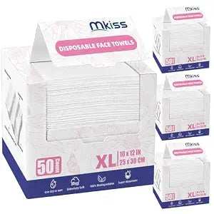MKISS Large Disposable Face Towels 200 Count,Biodegradable Thick 10"��12"