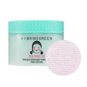 BRING GREEN Tea Tree Cica Soothing Toner Pads 90 Count, Exfoliating & Calming Facial Pads for Acne Prone Skin
