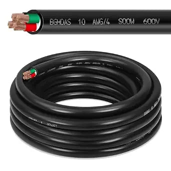 15ft 10/4 10 AWG Portable Power Cable (4 Conductor) - SOOW 600V 10 Gauge Electric Wire for Generator, Portable Lights, RV/EV Car Battery Chargers and Machinery - 15 Feet Electrical Cord
