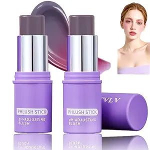 2PCS Cream Blush Stick pH-Activated, Multi-Use Stick for Cheeks, Lips Eyes