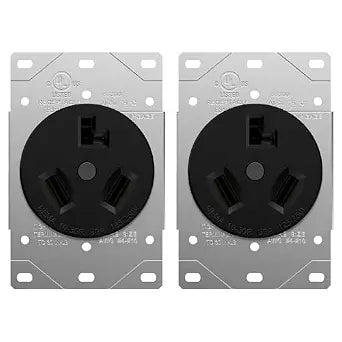 ENERLITES 30A Dryer Outlet, NEMA 10-30R, 125/250V, Black, 2-Pack