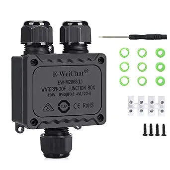 Junction Box Outdoor Waterproof Electrical Box, 3 Way Plug Line Plastic External Junction Box, Electric Power Cord Boxes Suitable for Outdoor Lights, Landscape Lighting (3way)