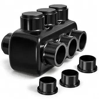 OHLECTRIC Insulated Wire Connector 3 Port Dual Side Entry for 250-6 Wire Range Lugs with 5/16 Hex Screw, Pre-Filled with Oxide Inhibitor - Wire Connectors, Electrical Connectors, Wire Tap