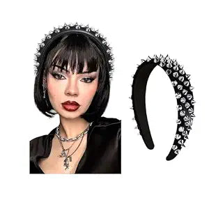 Black Spike Headband Punk Leather Studded Hair Band