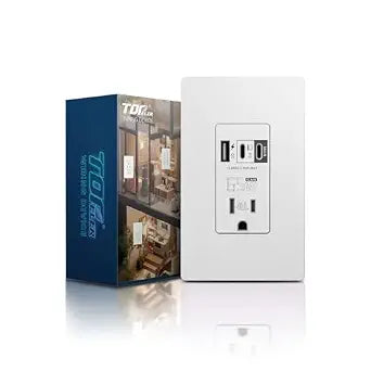 TOPELER 3-Port USB Outlets, PD 65W Ultra-Speed USB Receptacle for Laptop, 15A Tamper-Resistant Wall Outlet with 2*Type C & 1*Type A, Screwless Wall Plate Included, ETL Listed, White