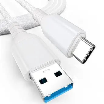 USB A to USB C Data Cable, 10Gbps Transfer & Fast Charging, 6ft, White