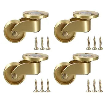 OwnMy 4PCS Universal Brass Stem Casters, 1 Inch Furniture Casters Wheels