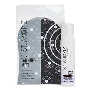 St Moriz Professional Dark Self Tanner Mousse with Tanning Mitt Bundle - Sunless Instant Self Tanning Foam with Vitamin E for Moisturizing (6.76 fl oz)