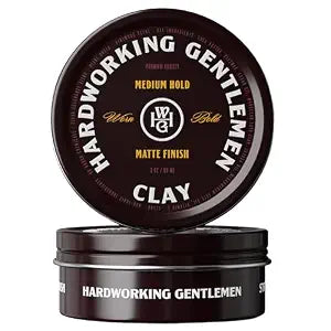 Hardworking Gentlemen Mens Hair Clay, Medium Hold Matte Finish - Natural, Non-Toxic, Argan Oil & Shea Butter, No Shine No Flake, 3 oz